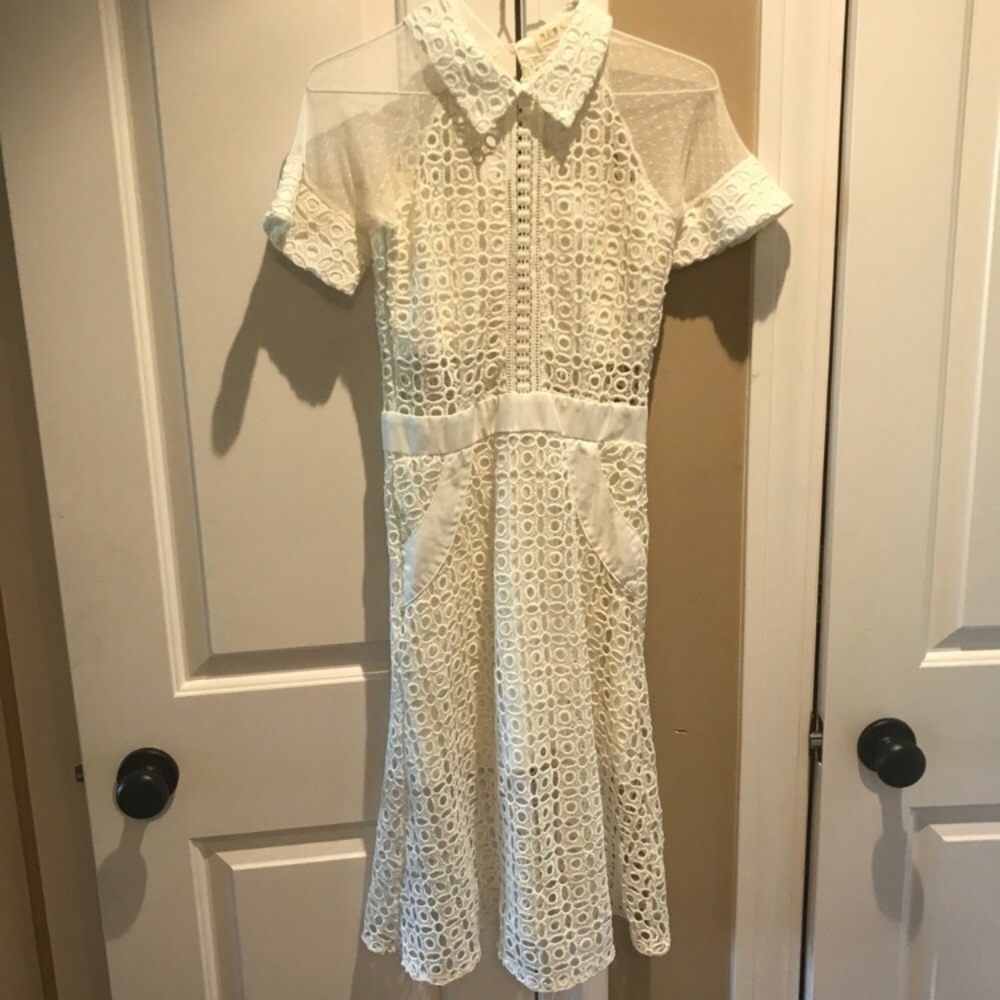 Transparent white dress with collar