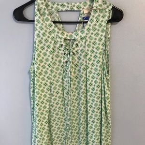 Green and white blouse