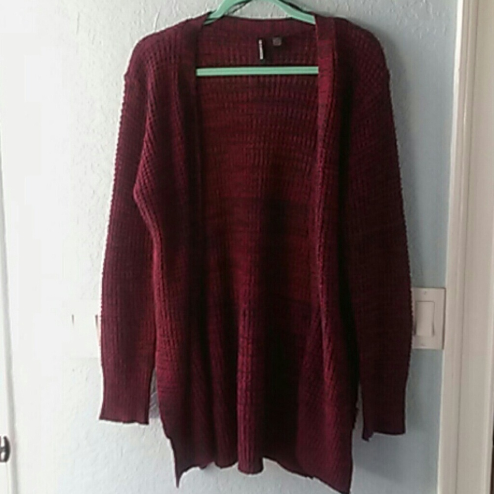 No Comment red cable knit cardigan/sweater