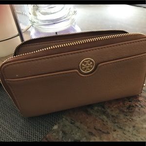 Tory Burch, Zip, Continental, Landon, Tan, Wallet
