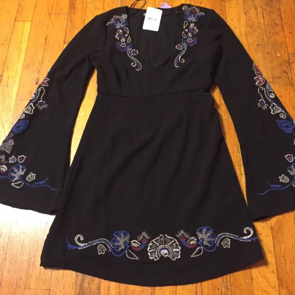 Free people embroidered holiday dress small