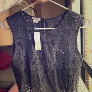 Anthropology Grey lace crop top
