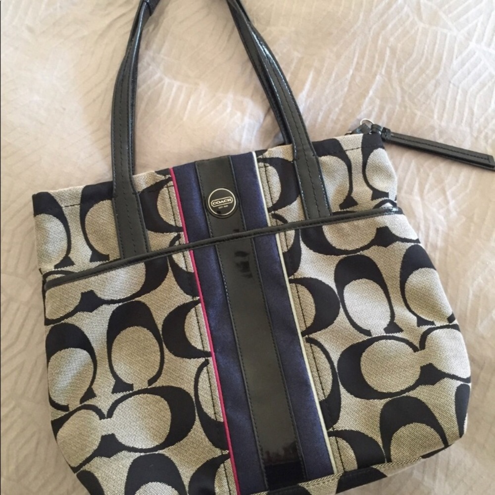 Coach Signature multi stripe tote