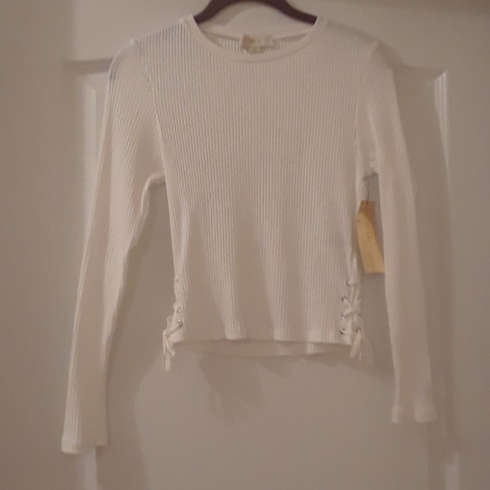 Women's white crop top sweater