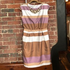 Striped dress with detailed neckline