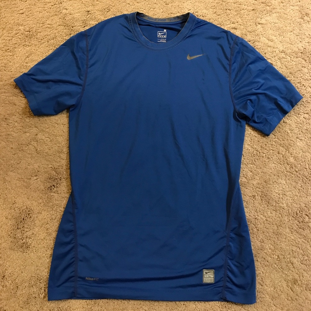 👻 Blue Nike Pro Athletic Shirt Size Medium