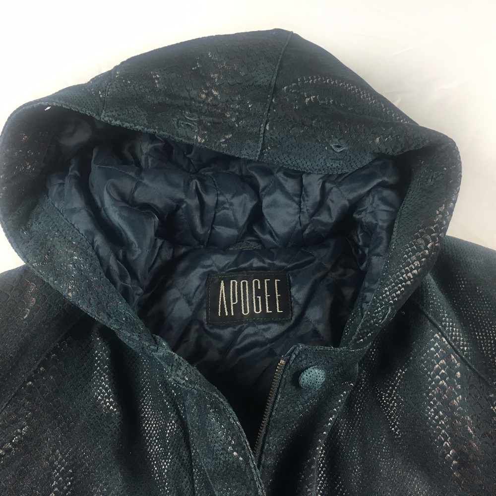 Apogee Ladies Coat Size L Genuine Leather Hoodie
