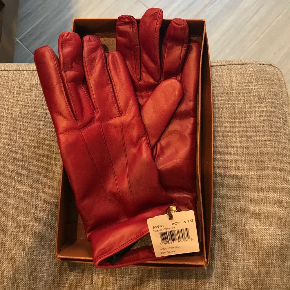 Red coach leather gloves