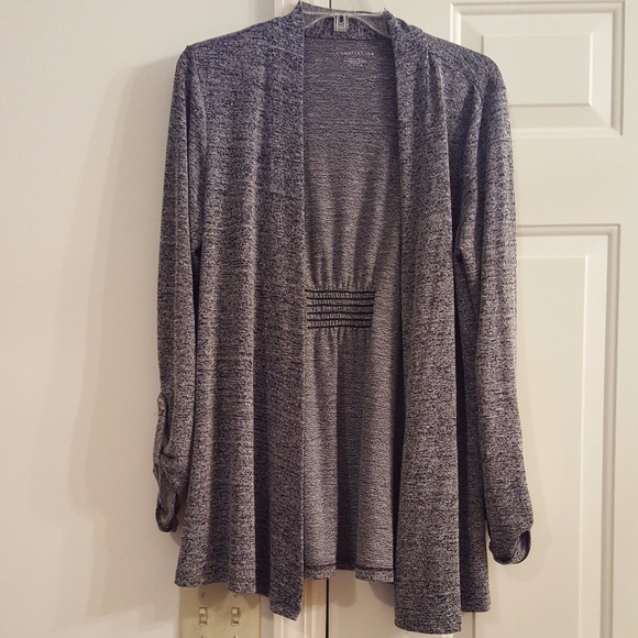 Charter Club Sweaters - Charter Club Roll Tab-Sleeve Open Cardigan B/W