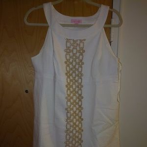 EUC Lilly Pulitzer White/Gold Shift Sz 12