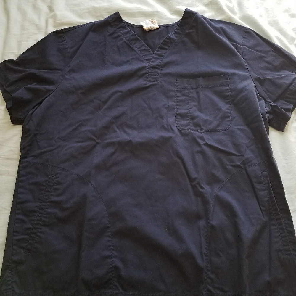 Men's navy Koi scrub top