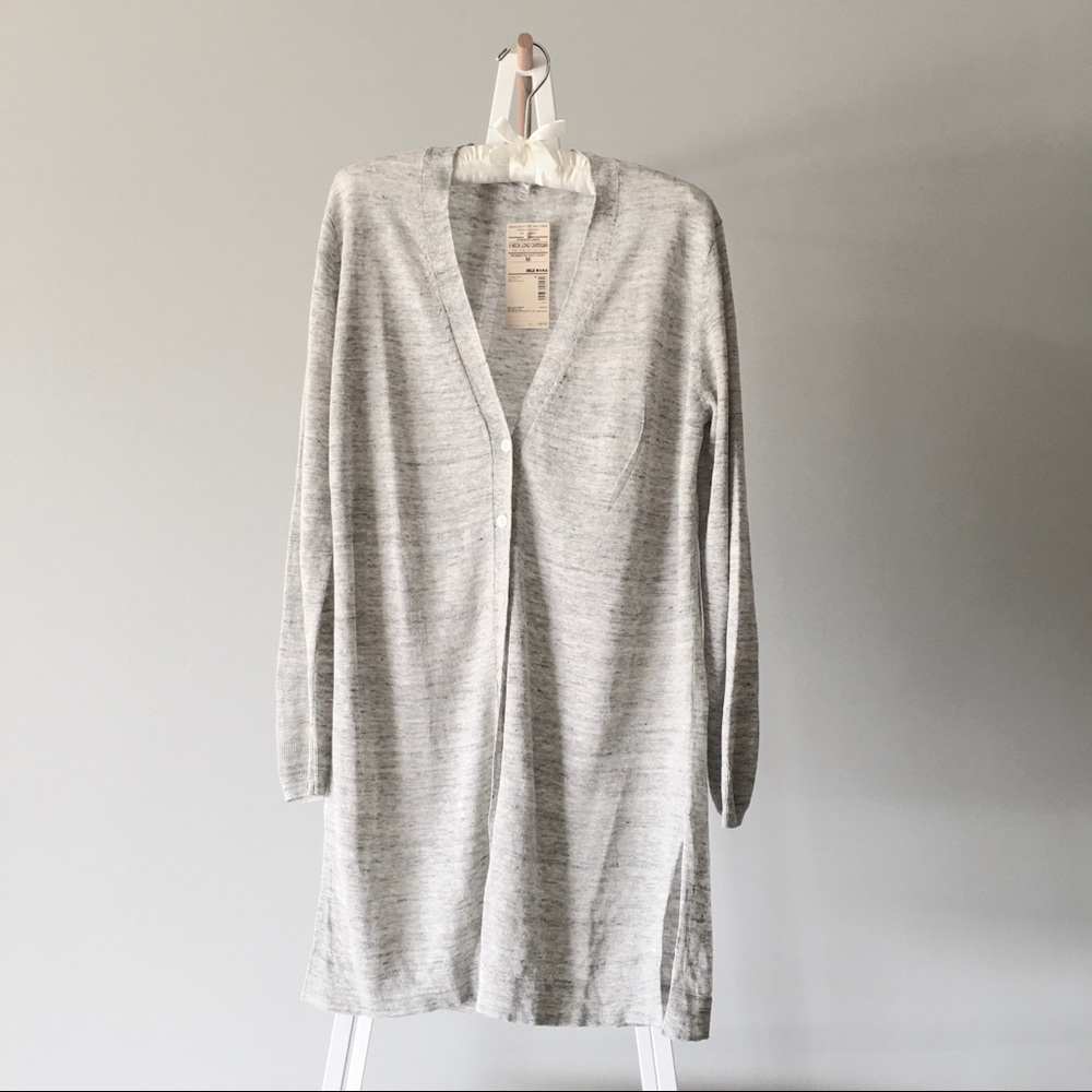 Muji grey linen cardigan NWT.