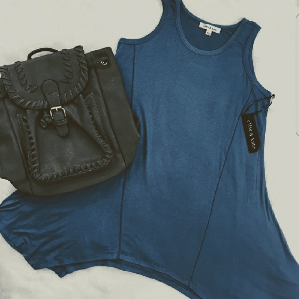 Ellie and Kate, Blue Shark Hem Tank Tunic Dress    - Picture 6 of 6