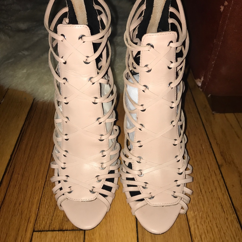 Blush pink Zara strapped heels