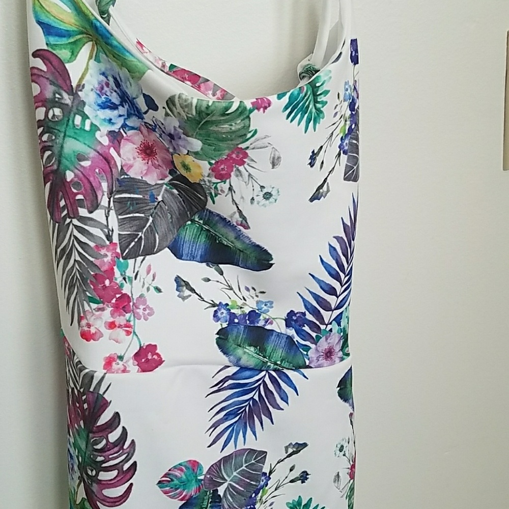 White Floral Strappy Bodycon Dress