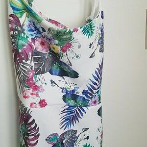 White Floral Strappy Bodycon Dress