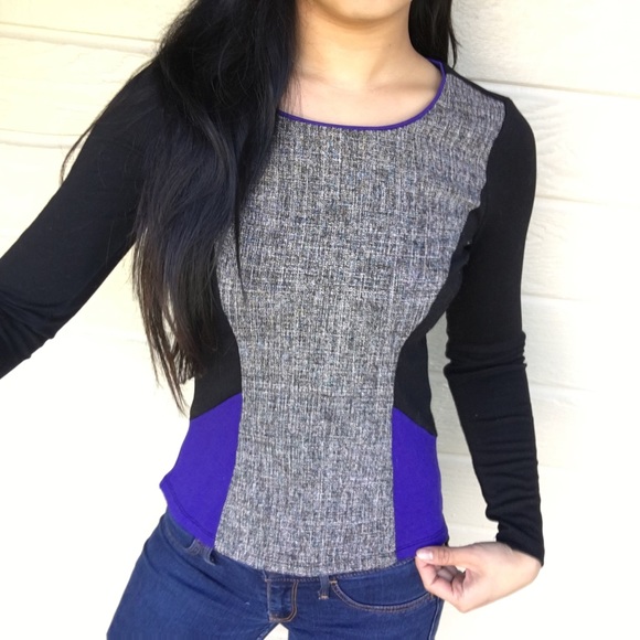Ann Taylor Tops - ANN TAYLOR COLORBLOCK LONG SLEEVE DRESS SHIRT TOP