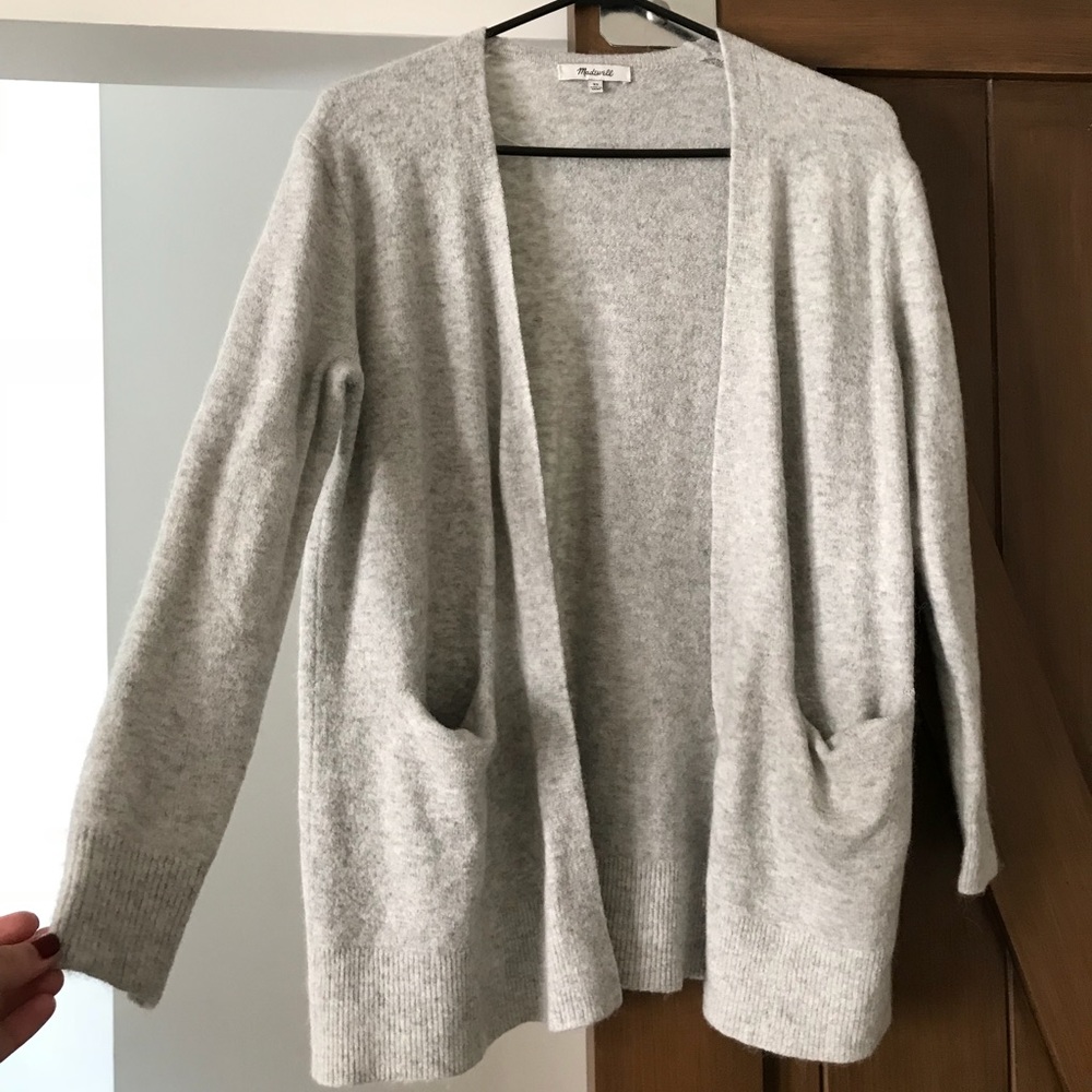 Madewell Merino Wool Cardigan in Light Gray