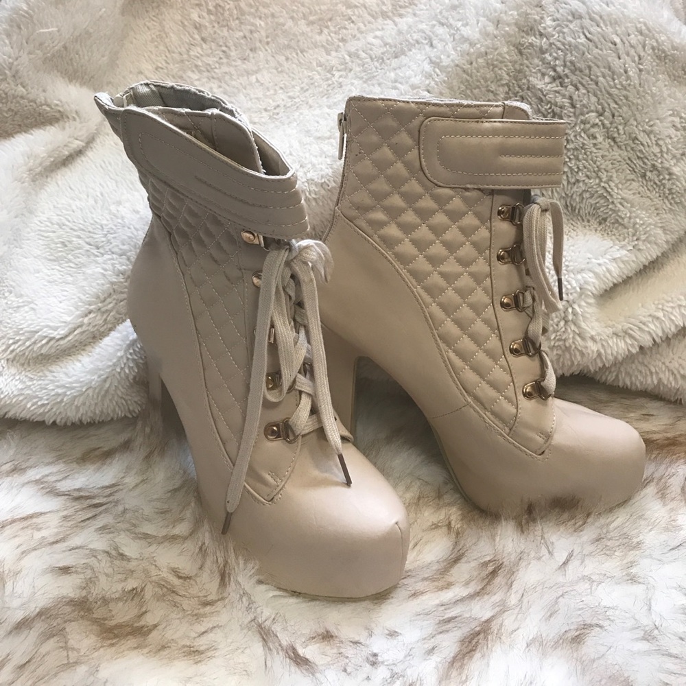 Cream Quilted Booties