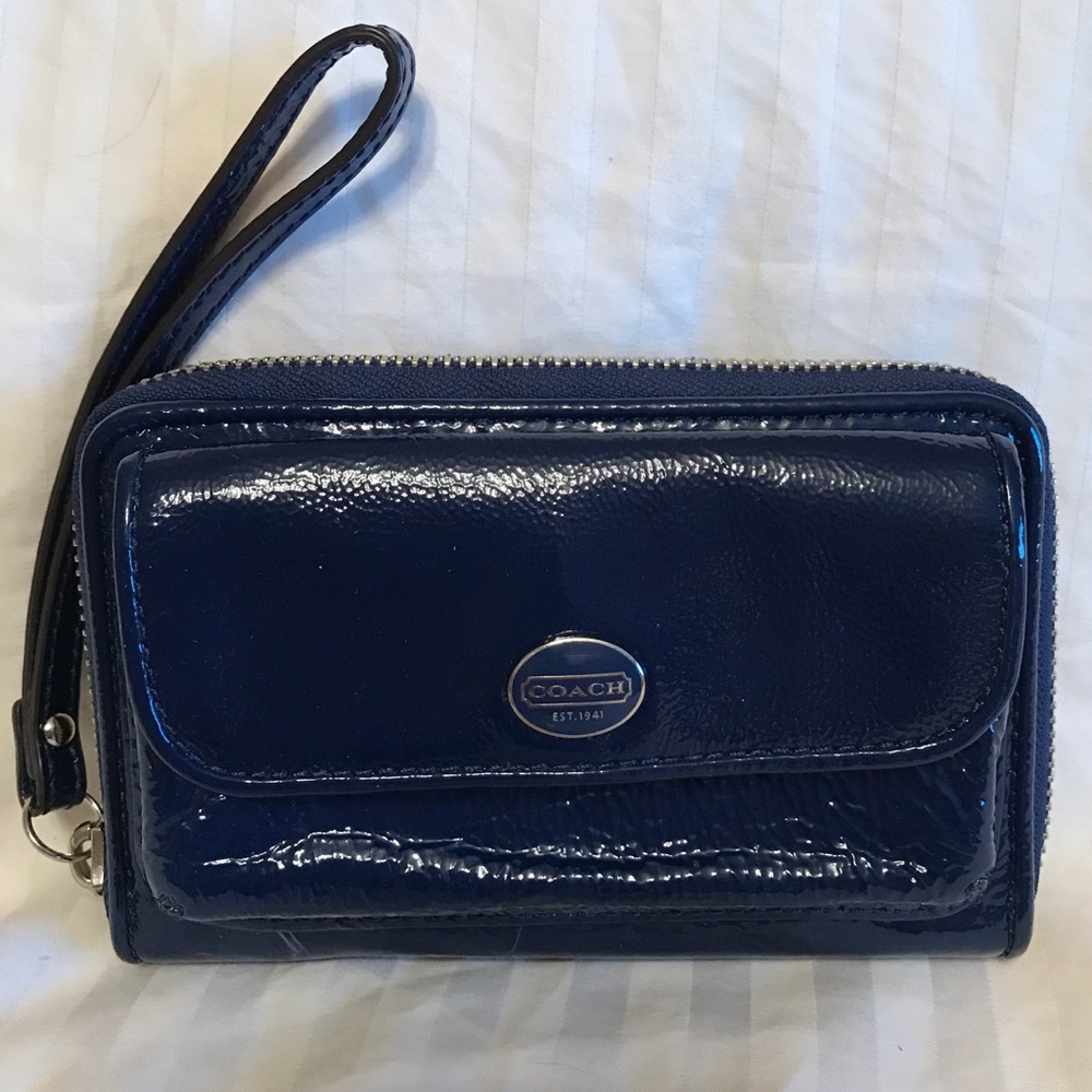 Authentic Navy Blue Coach Wristlet