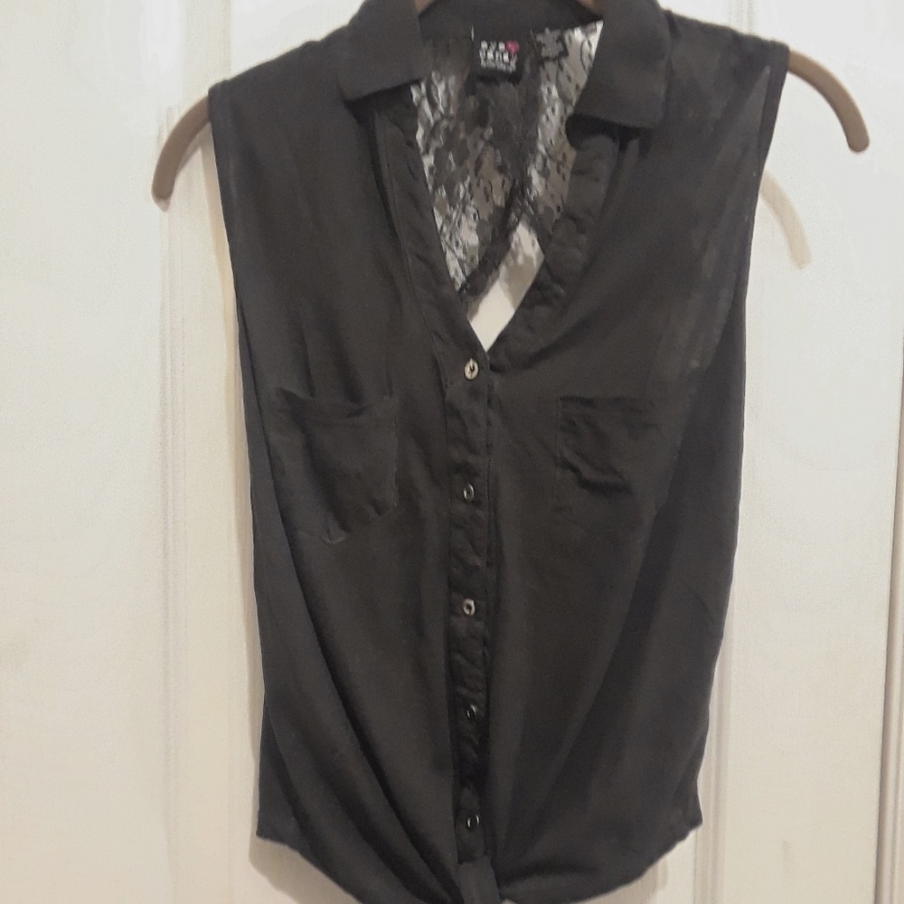 Gray women's button down tye tank top