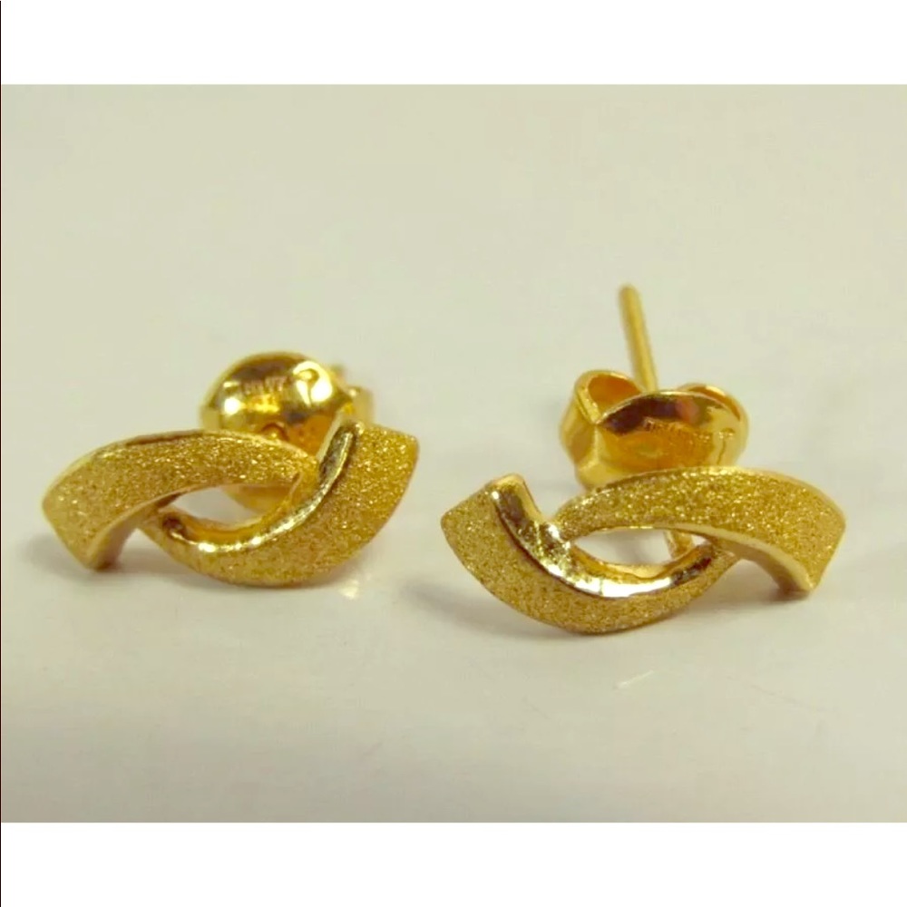 24k Fine Gold abstract shape textured Earrings