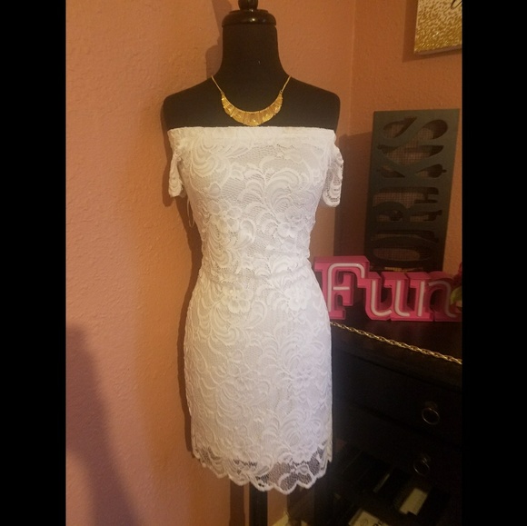 Ambiance Dresses & Skirts - White off shoulder dress **SOLD**