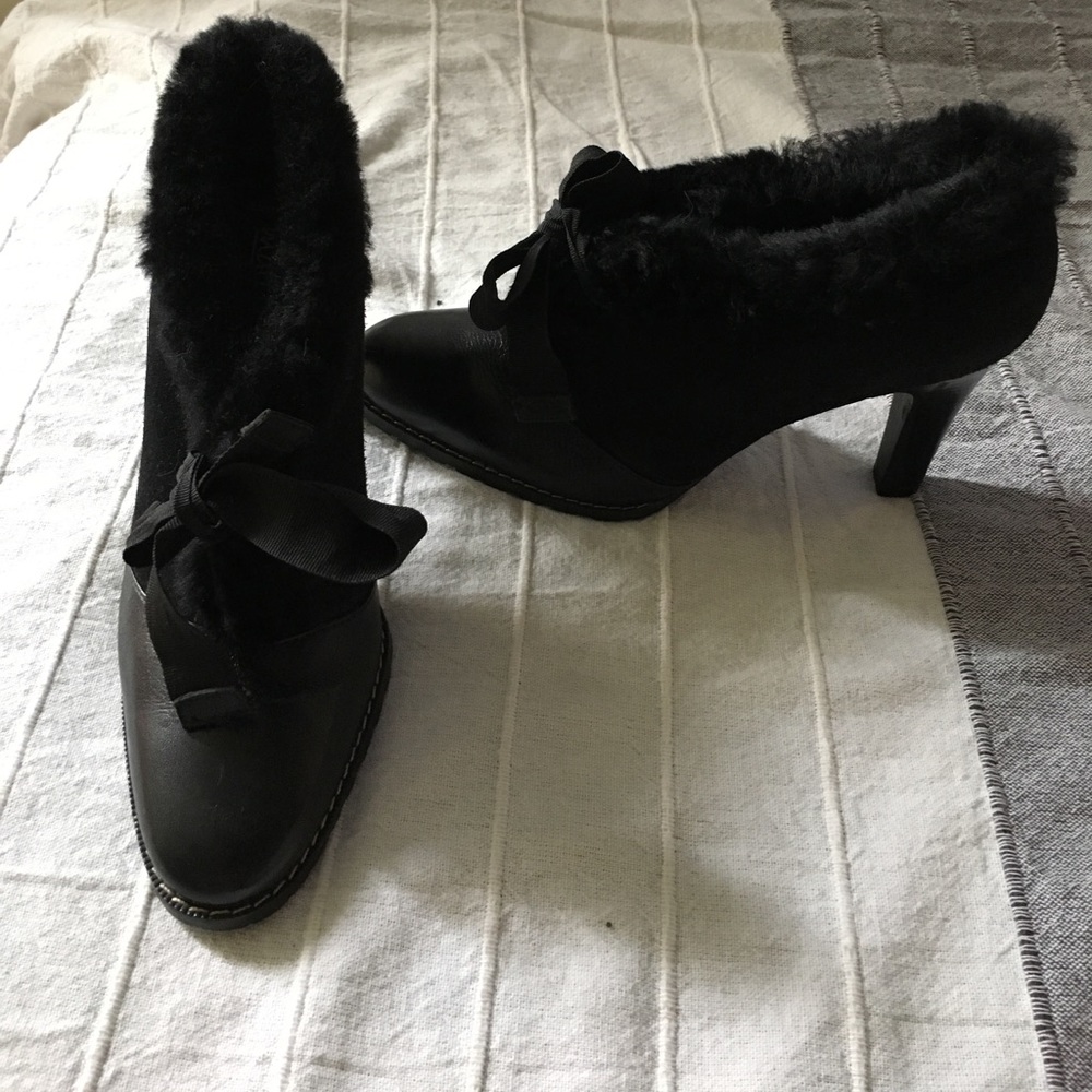 Mattisse suede booties with fur trim
