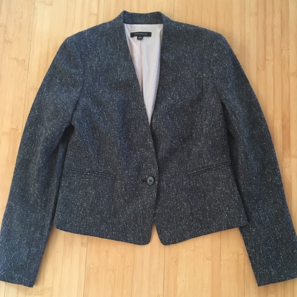 Ann Taylor Grey Tweed Blazer