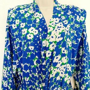 True Vintage Saks Blue & Green Floral Robe