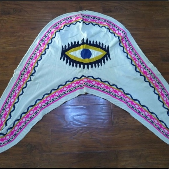 Colorful Eye Poncho NWOT - Picture 4 of 5