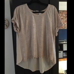 Gold metallic top with mesh back