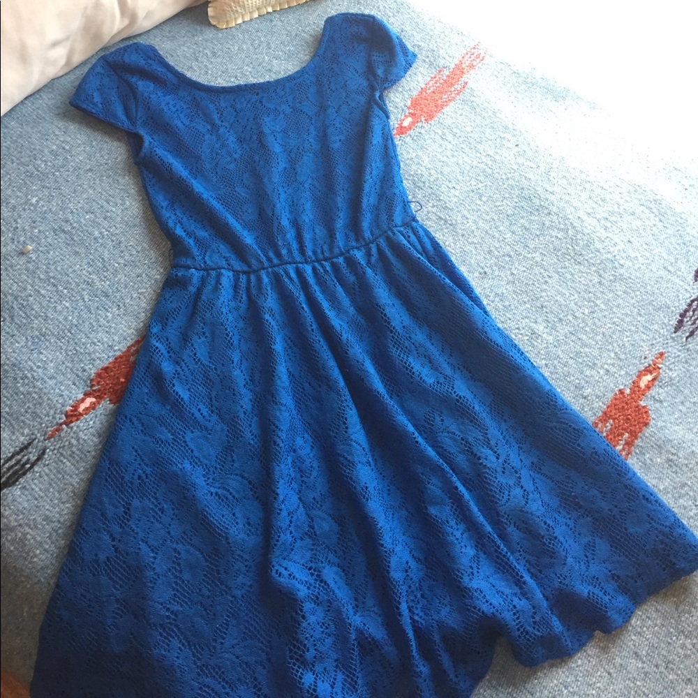 Short Blue Crochet Dress
