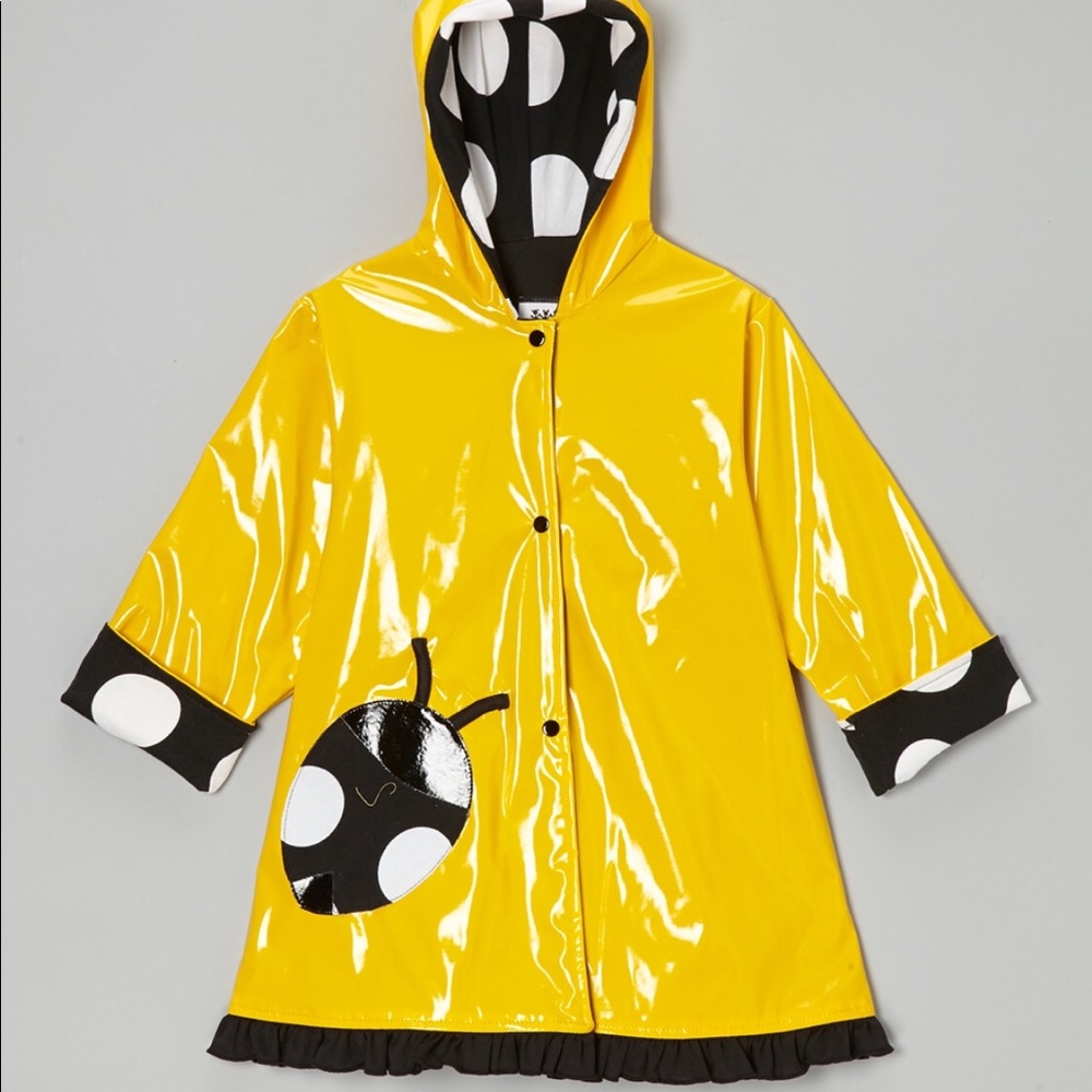 Corky & Company yellow and black ladybug raincoat