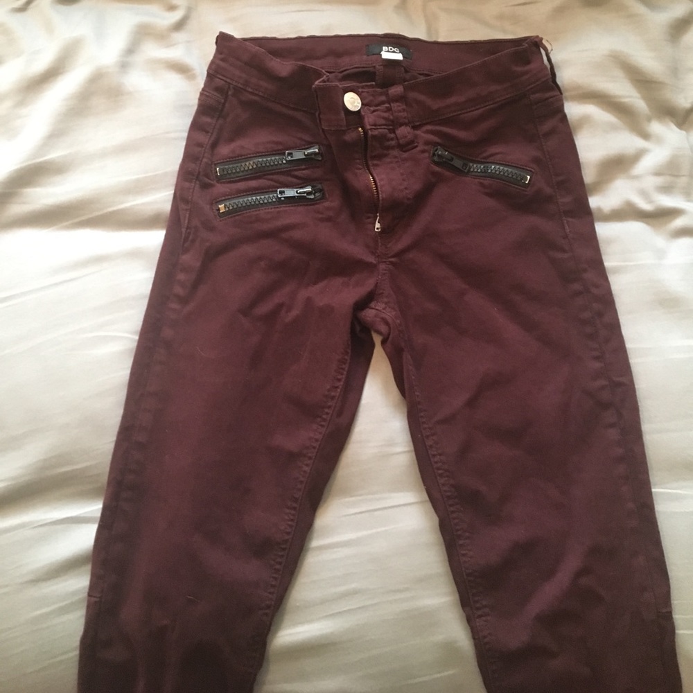 URBAN OUTFITTERS REDDISH / PURPLE ZIPPER PANTS