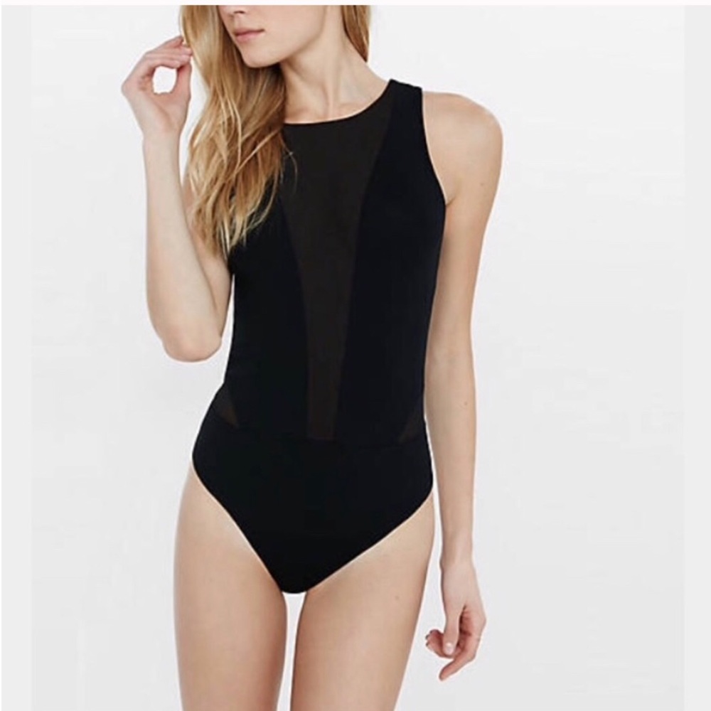 🆕 EXPRESS Mesh Insert Cut-Out Back Thong Bodysuit