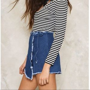 Frayed hem Jean skort