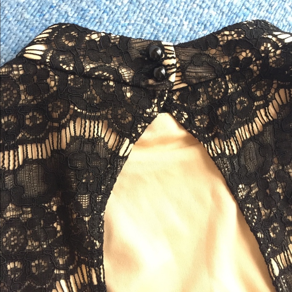 Lacy Black and Nude Dress - Picture 6 of 7