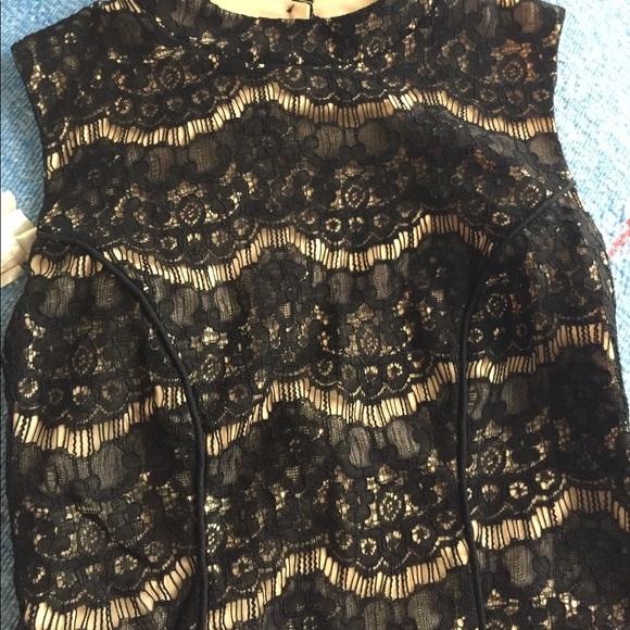 Lacy Black and Nude Dress - Picture 2 of 7