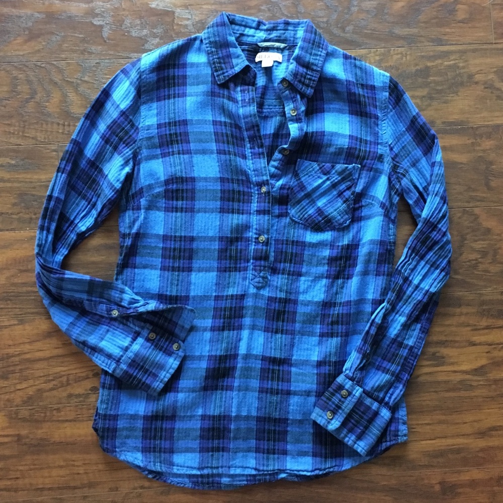 Blue Plaid Flannel Shirt