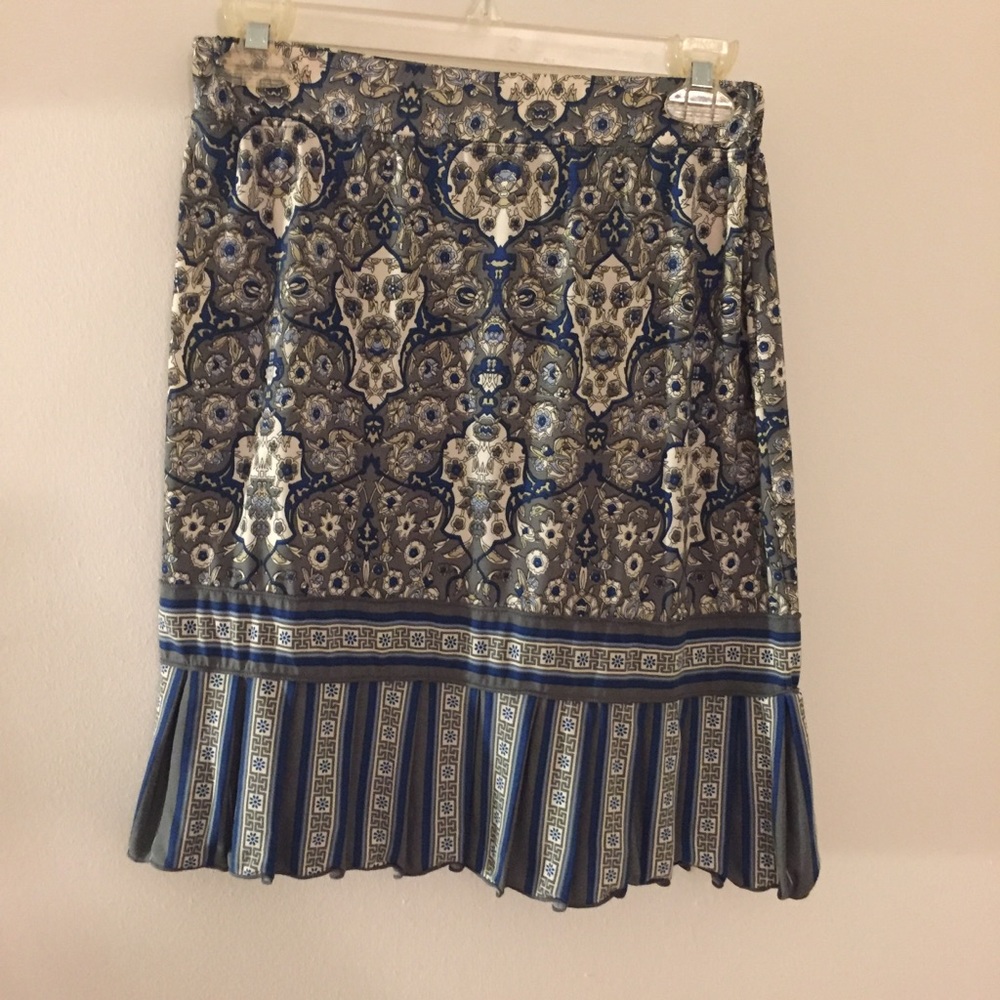 Blue and white patterned skirt
