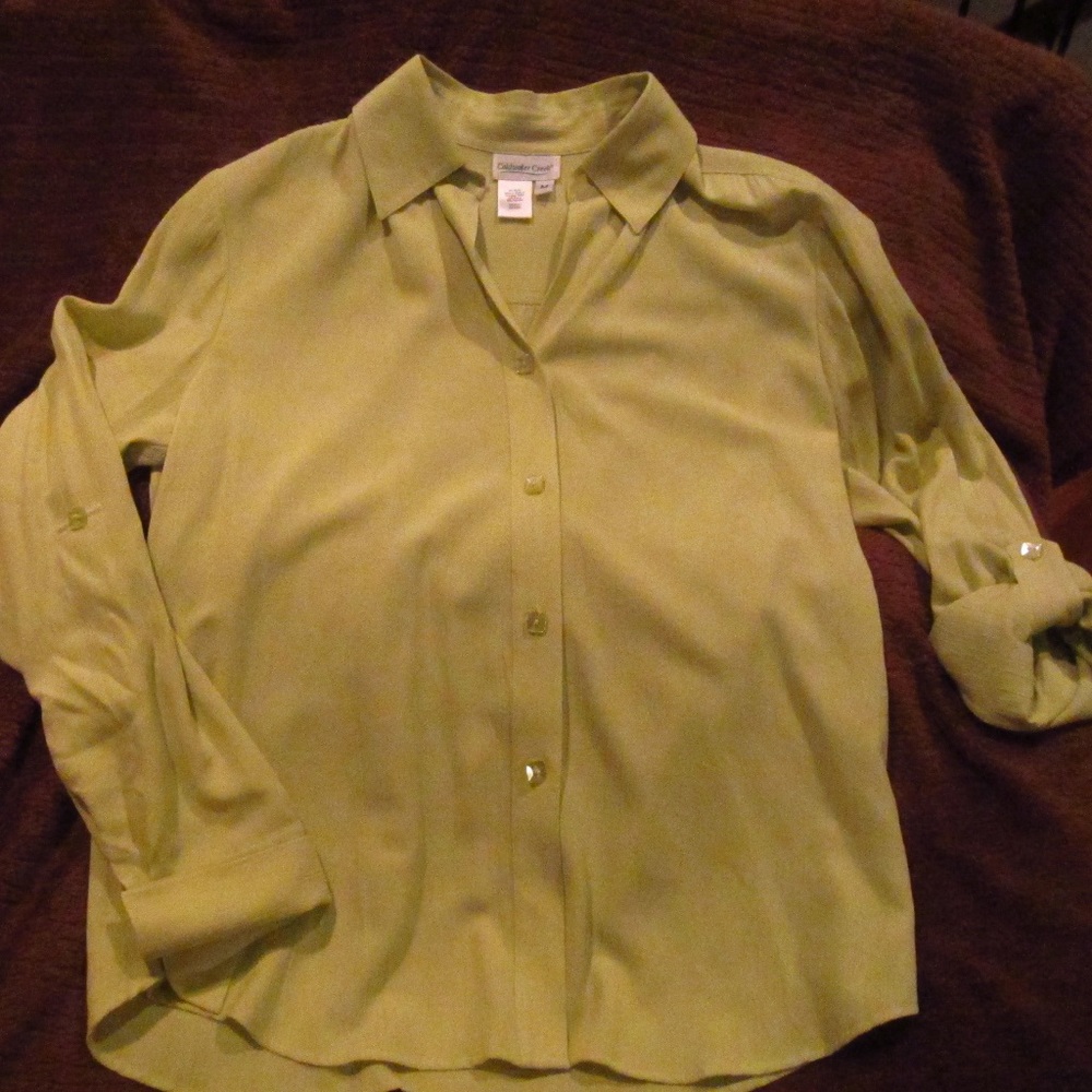 Green Coldwater Creek Button Down Blouse