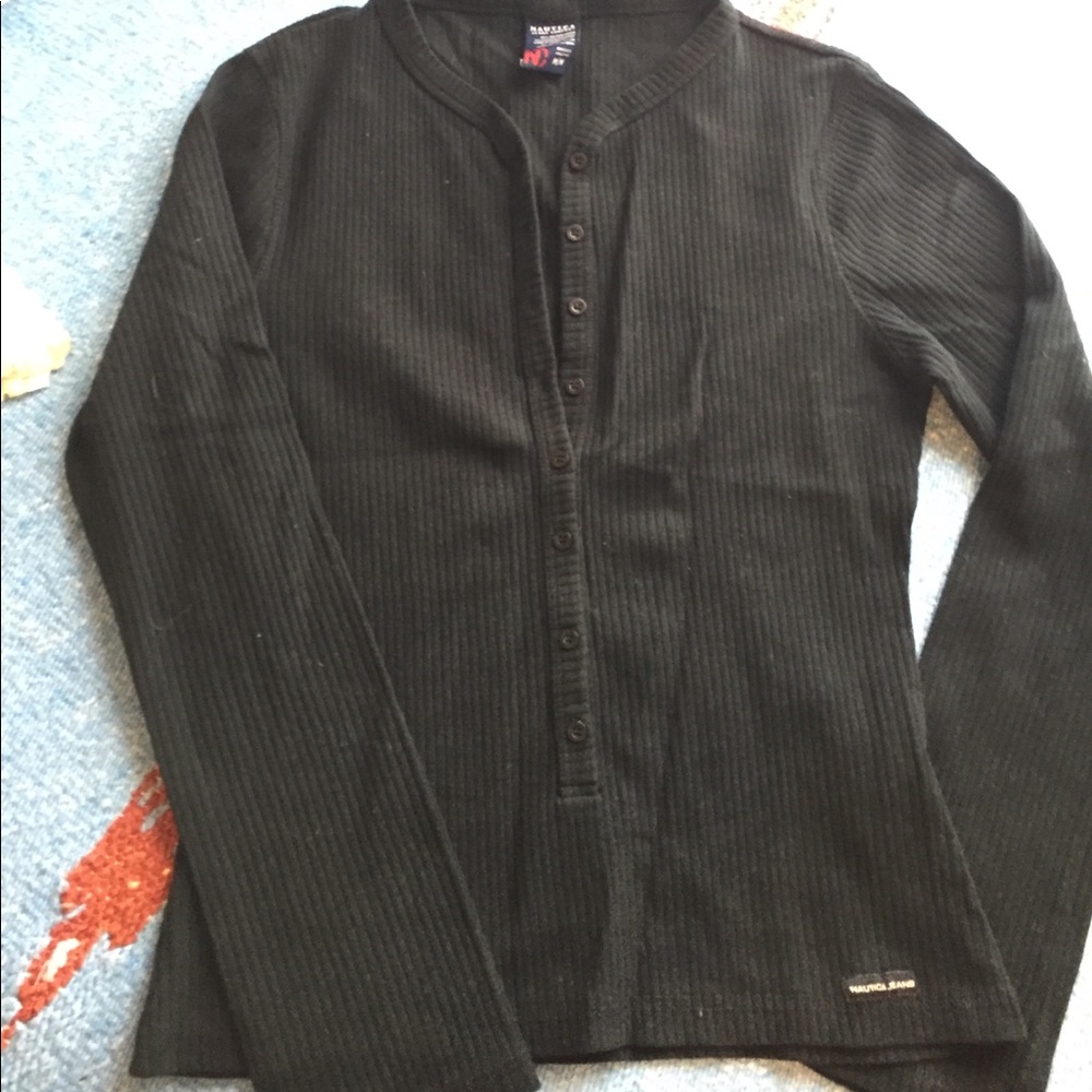 Nautica Button Down Ribbed Top