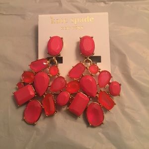 Kate Spade Coral Crystal Fiesta Clip On Earrings