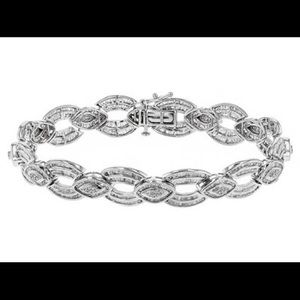 3.61ctw Round And Baguette White Diamond Bracelet