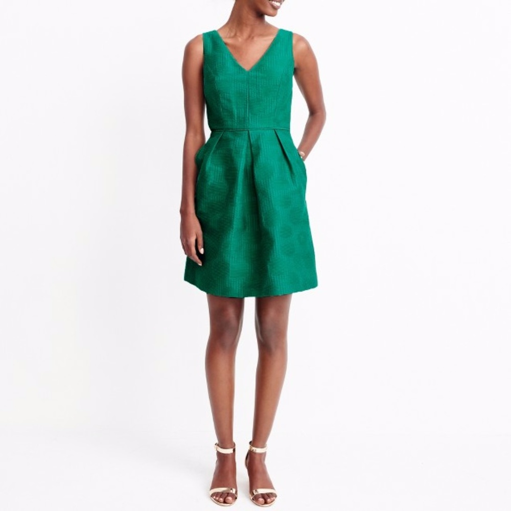 J. Crew Factory Green Jacquard Dress
