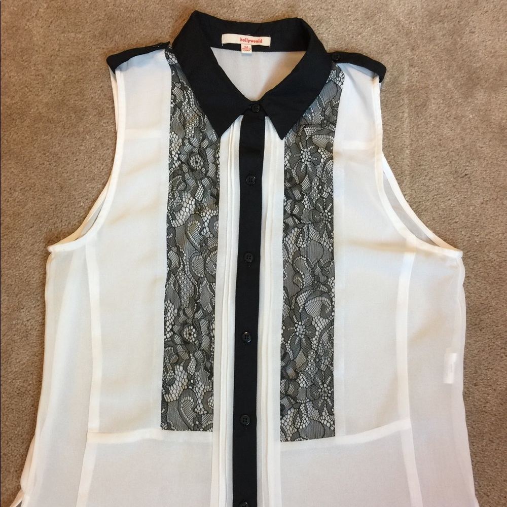 Black and white Hollywould tank blouse