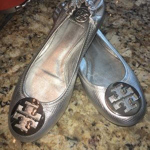 Tory Burch Metallic Silver Reva flats