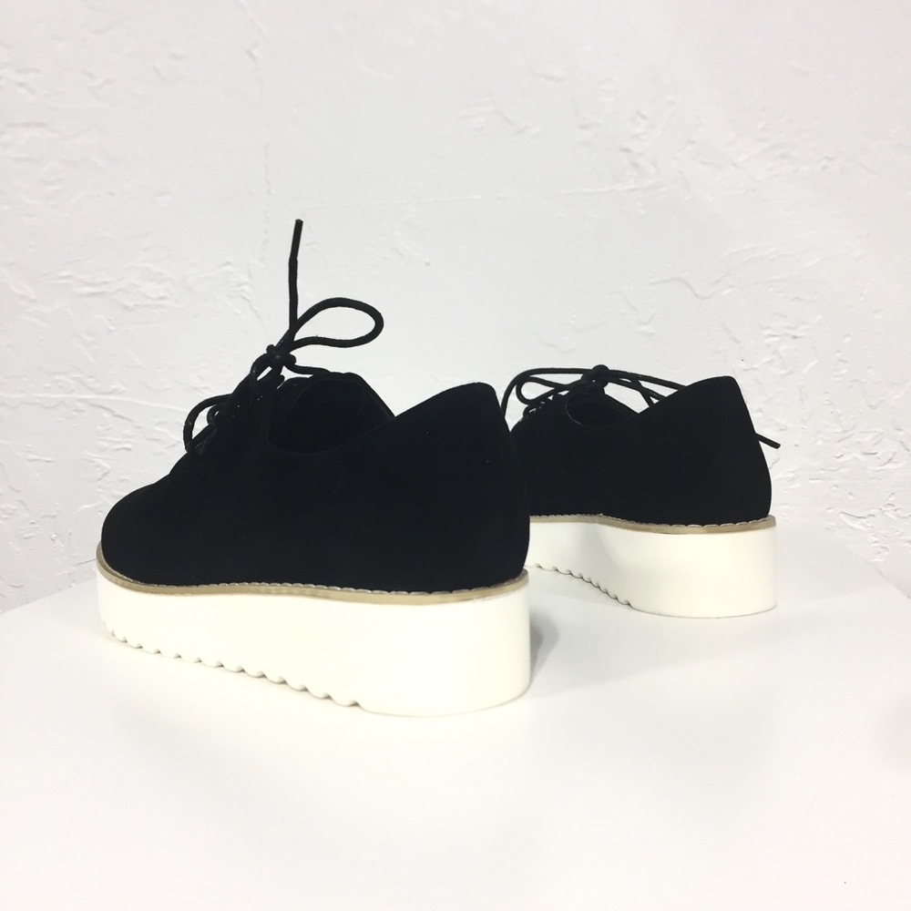 Maker's Black Lace-Up White Platform Flats - Picture 2 of 2