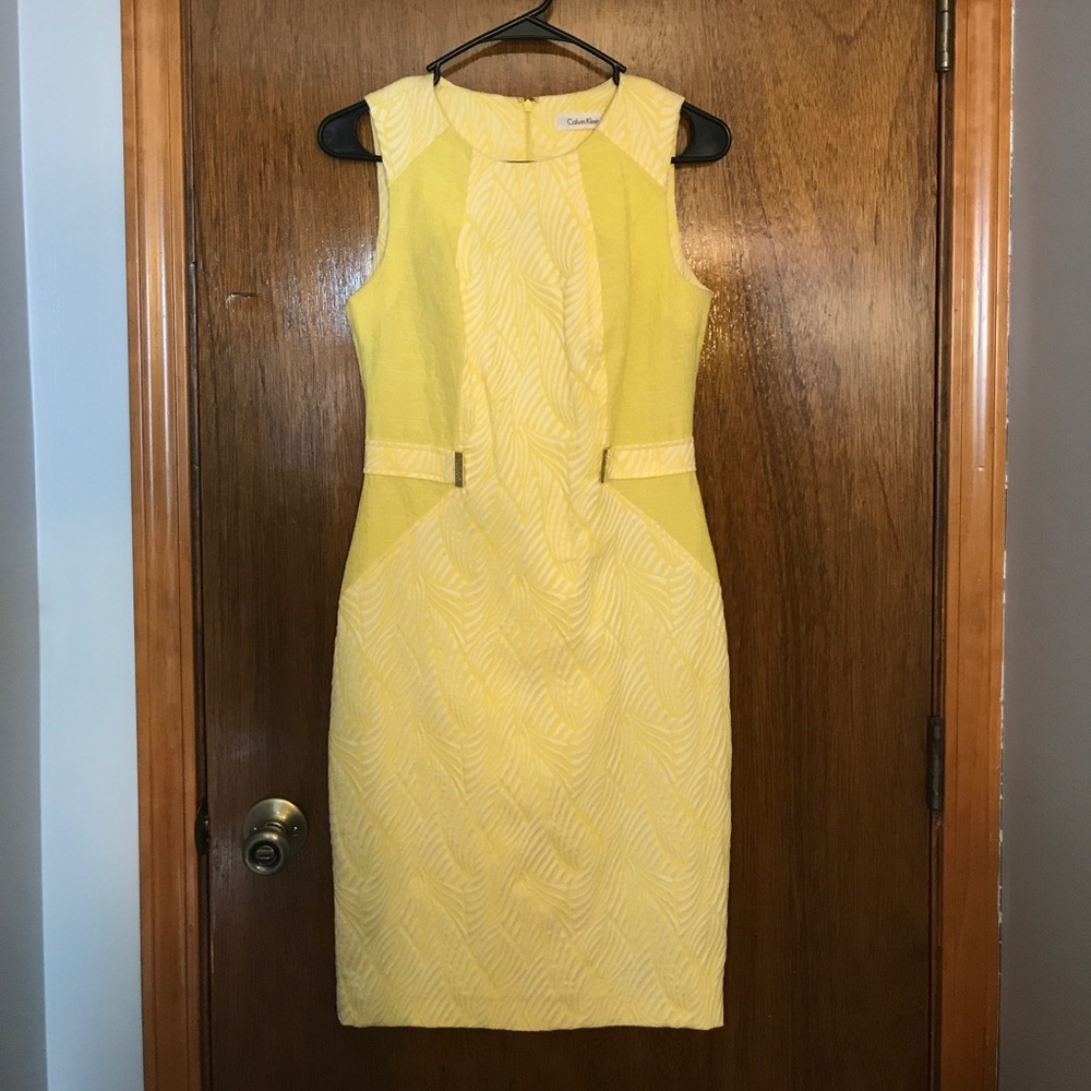 Yellow Calvin Klein Sheath Dress